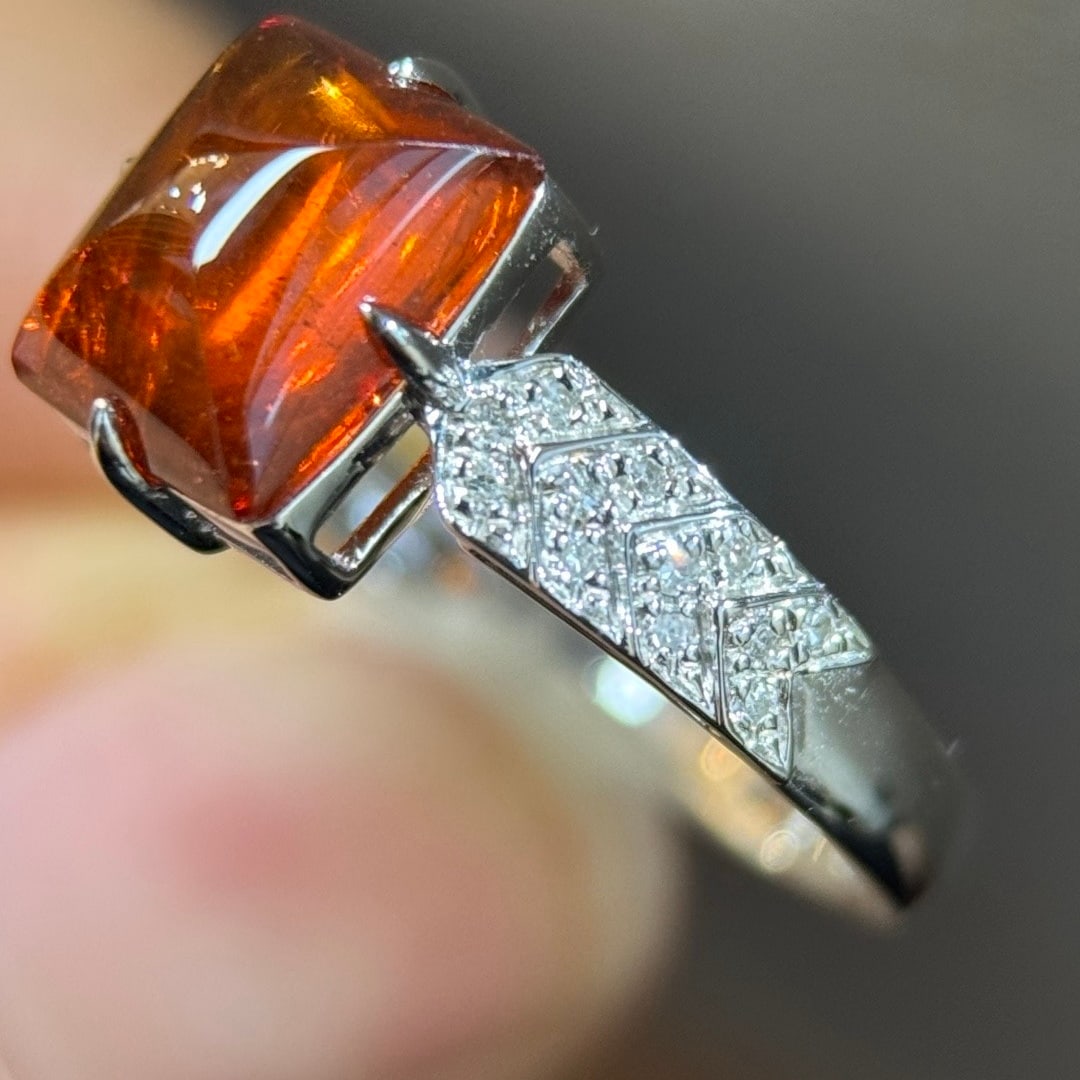 14k Gold 3.68 Ctw Natural Spessartine & Diamond Ring - 4