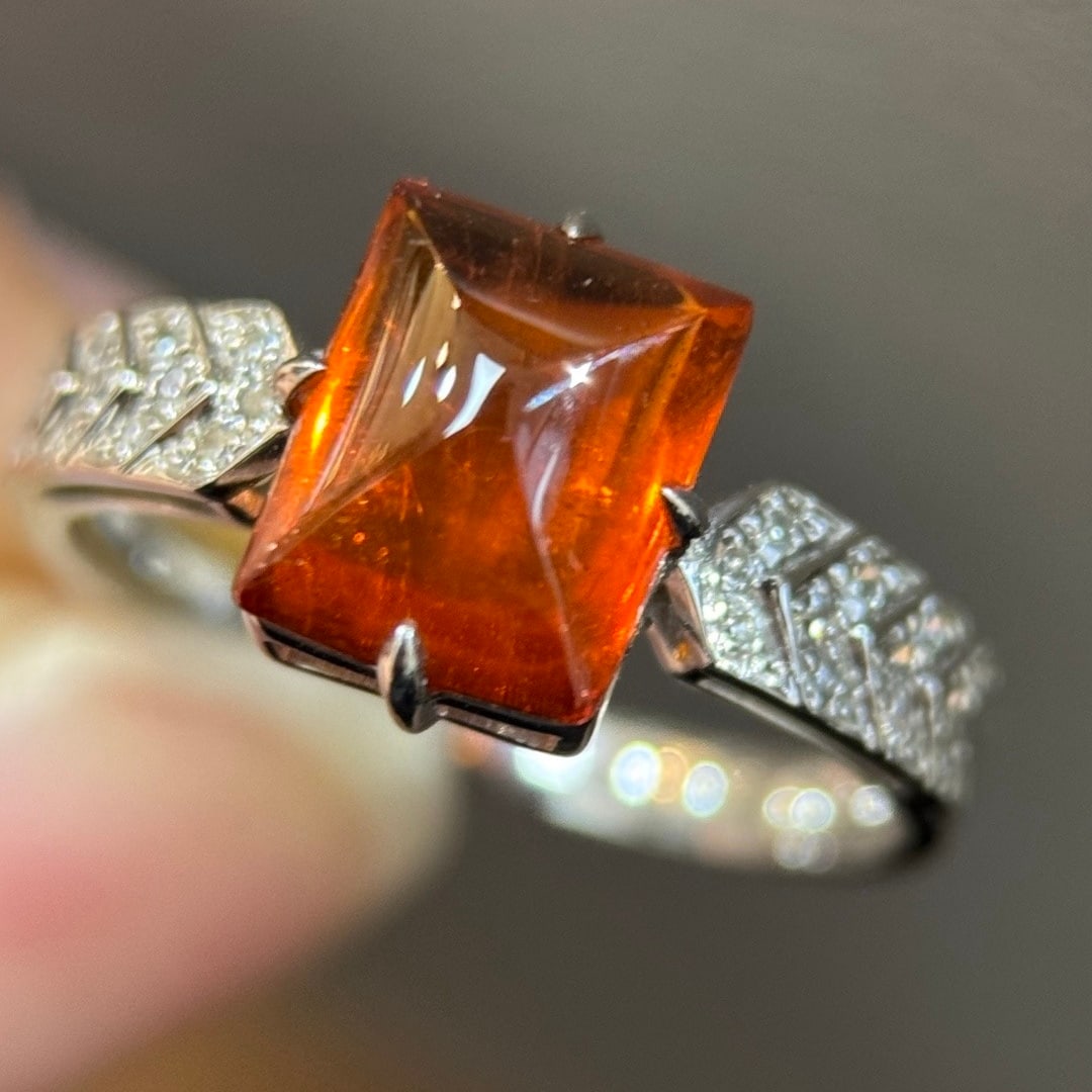 14k Gold 3.68 Ctw Natural Spessartine & Diamond Ring - 5