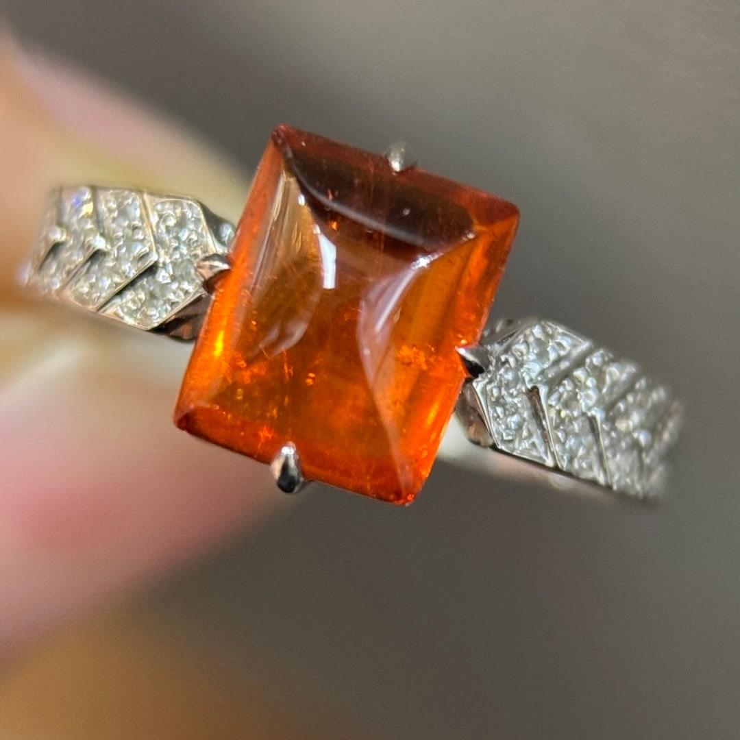 14k Gold 3.68 Ctw Natural Spessartine & Diamond Ring - 6