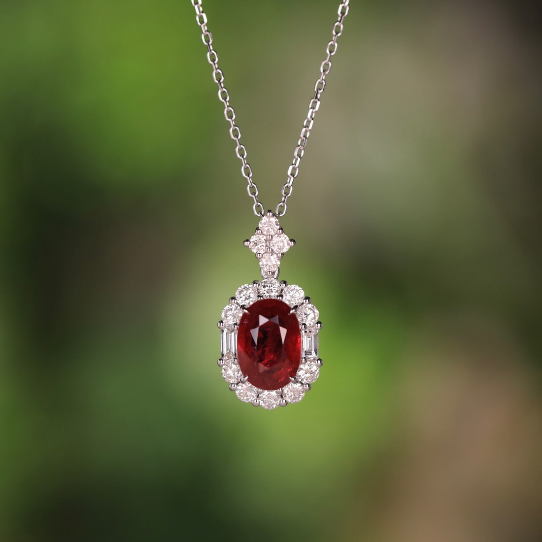14k Gold 0.59 Ct Natural Ruby & Diamond Pendant( Without Chain ) - 4