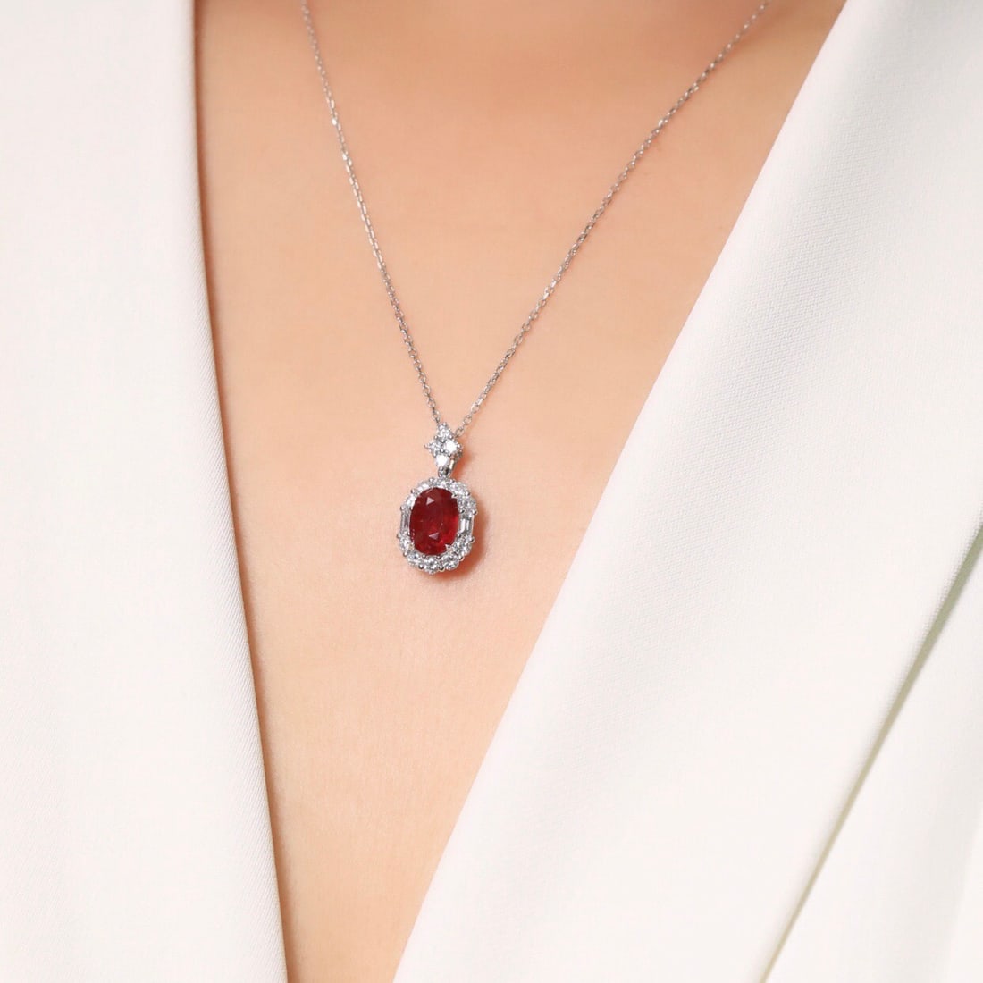 14k Gold 0.59 Ct Natural Ruby & Diamond Pendant( Without Chain ) - 5