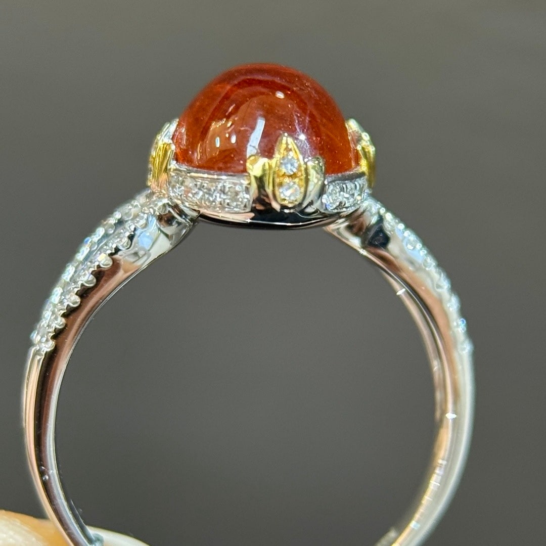 14k Gold 4.66 Ctw Natural Spessartine & Diamond Ring - 3