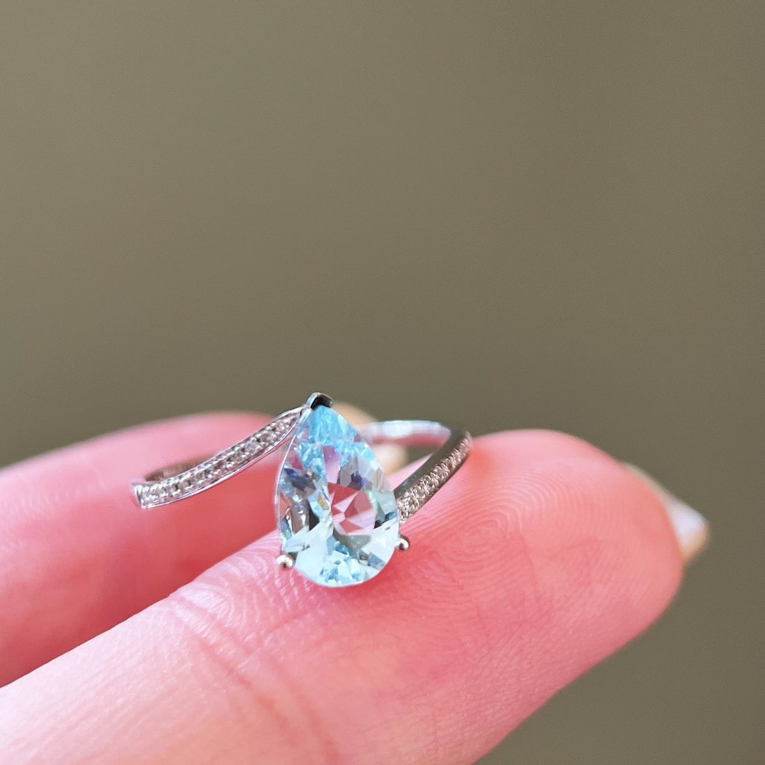 14k Gold 1 Ct Natural Aquamarine & Diamond Ring - 2