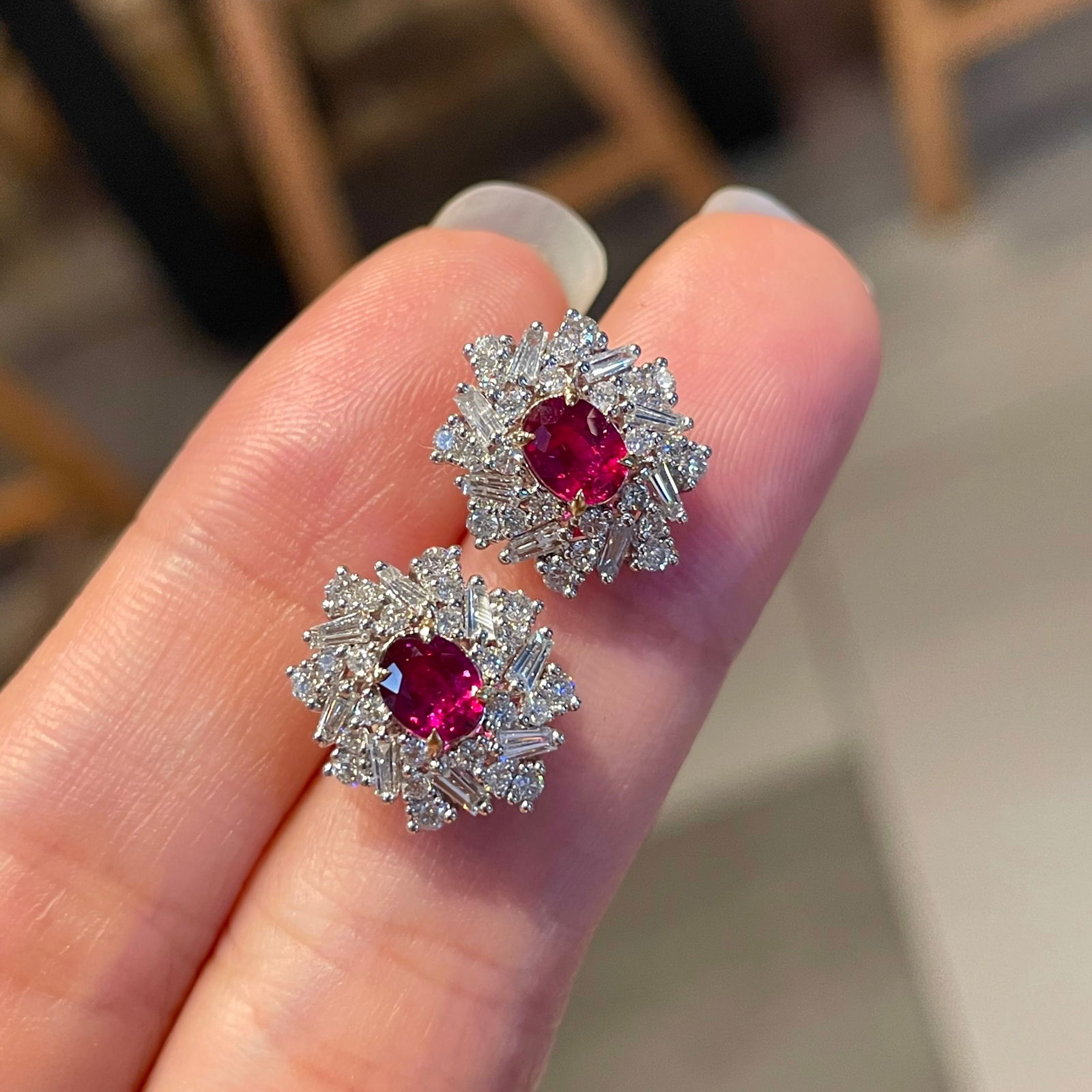 14k Gold 1.90 Ctw Natural Ruby & Diamond Earrings - 6