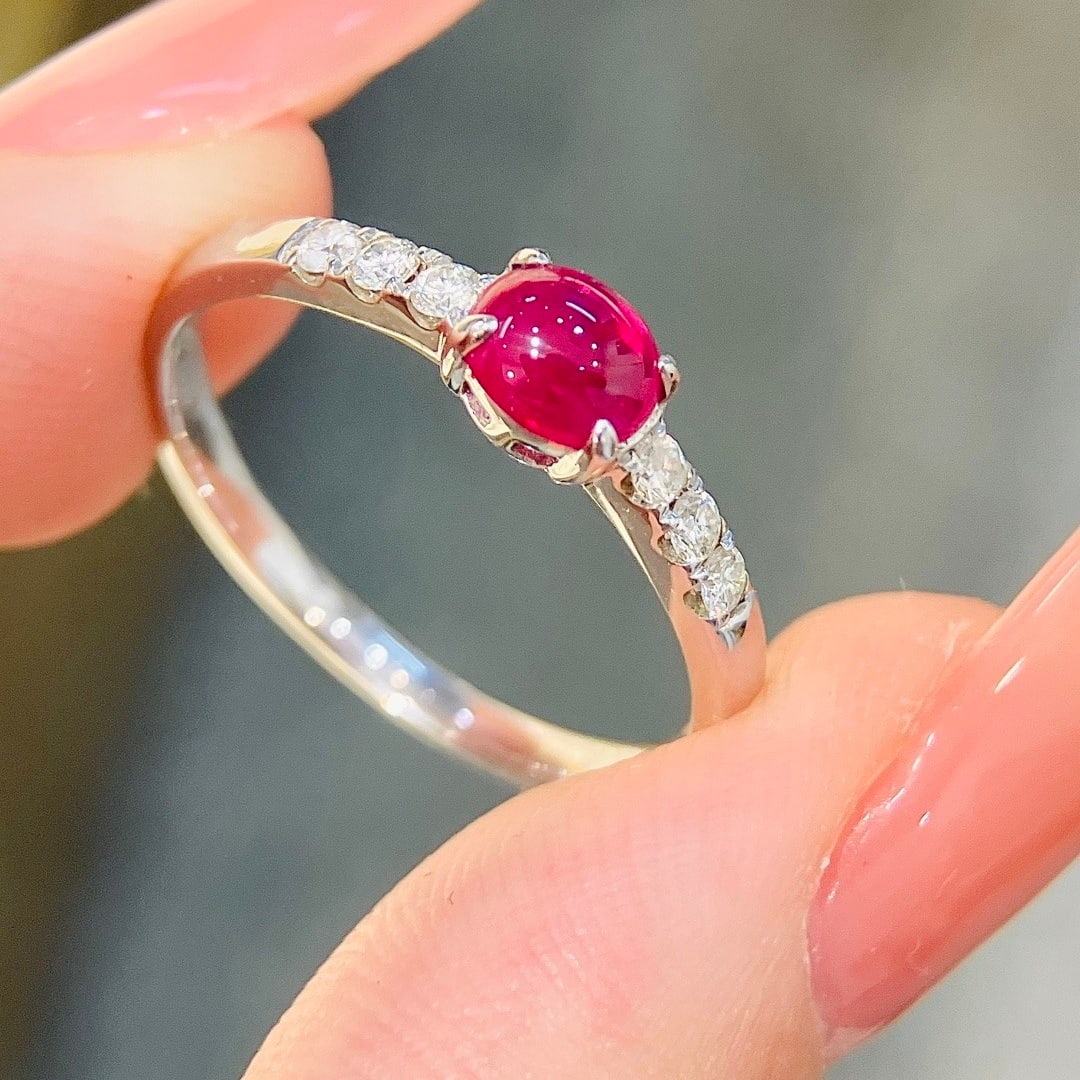 14k Gold 0.8 Ctw Natural Ruby & Diamond Ring - 2