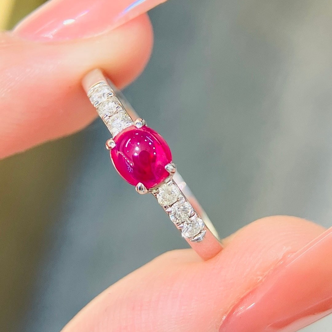 14k Gold 0.8 Ctw Natural Ruby & Diamond Ring - 3