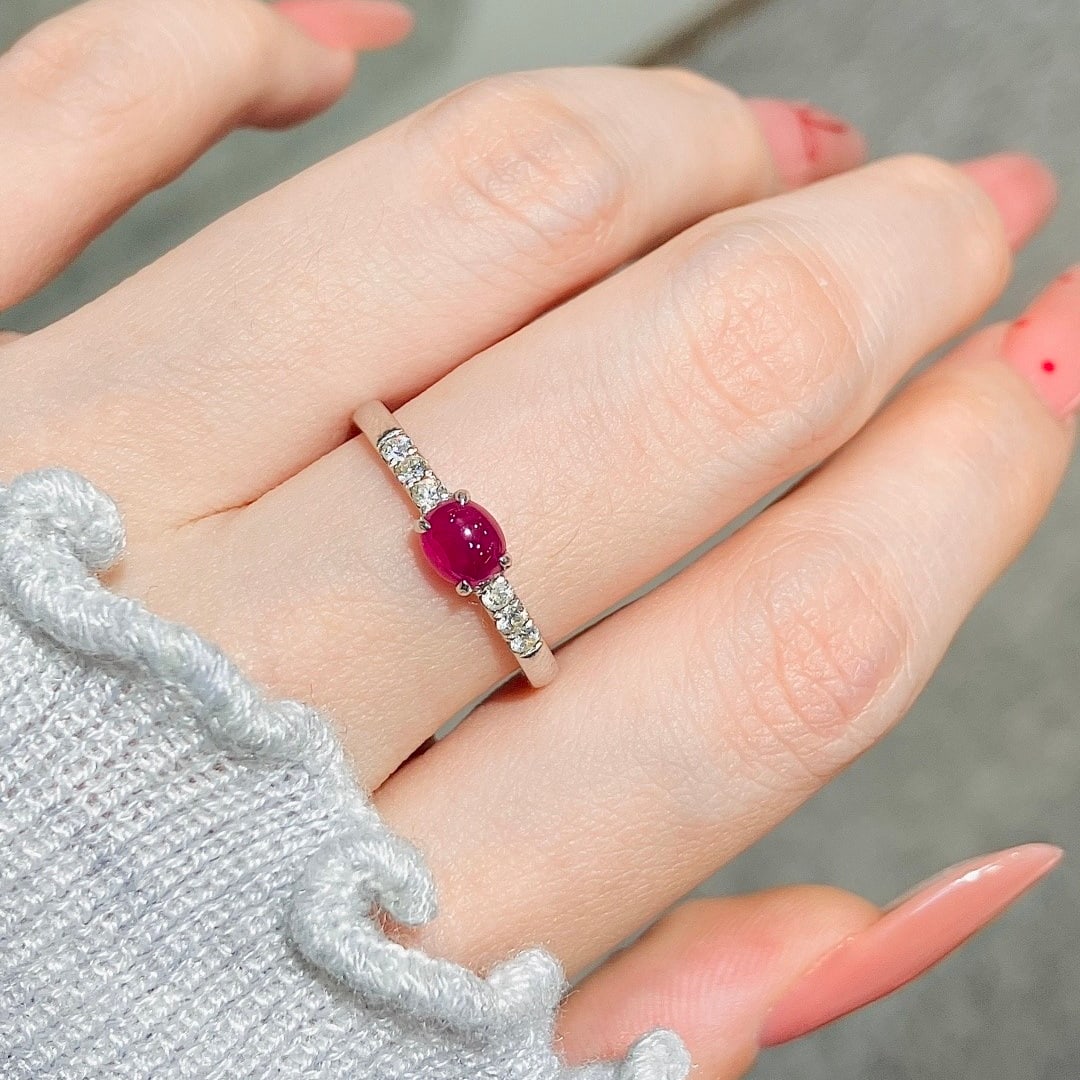 14k Gold 0.8 Ctw Natural Ruby & Diamond Ring - 4