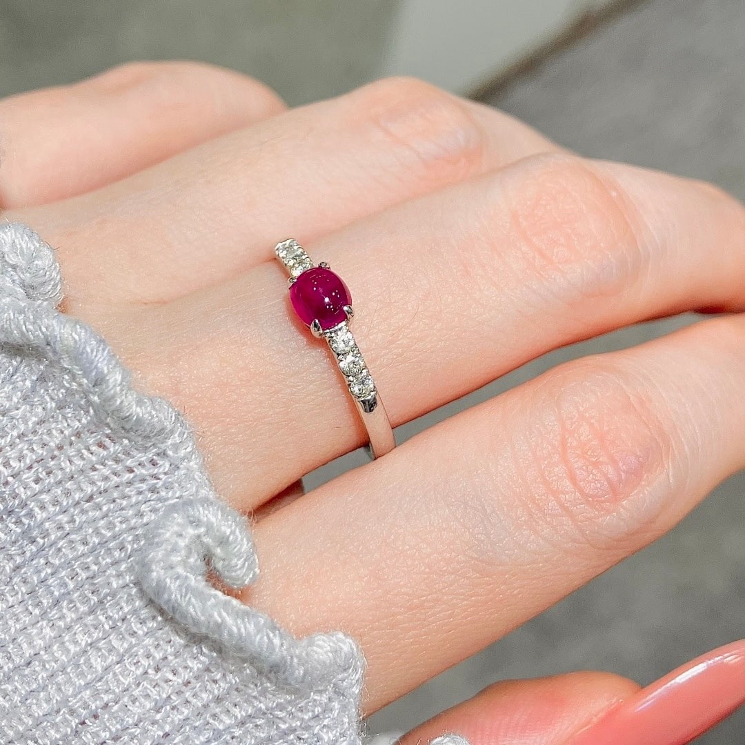 14k Gold 0.8 Ctw Natural Ruby & Diamond Ring - 5