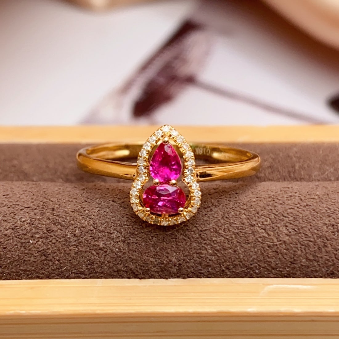 14k Gold 0.75 Ct Natural Ruby & Diamond Ring - 2