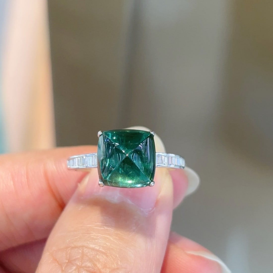 14k Gold 4.75 Ct Natural Tourmaline & Diamond Ring - 4