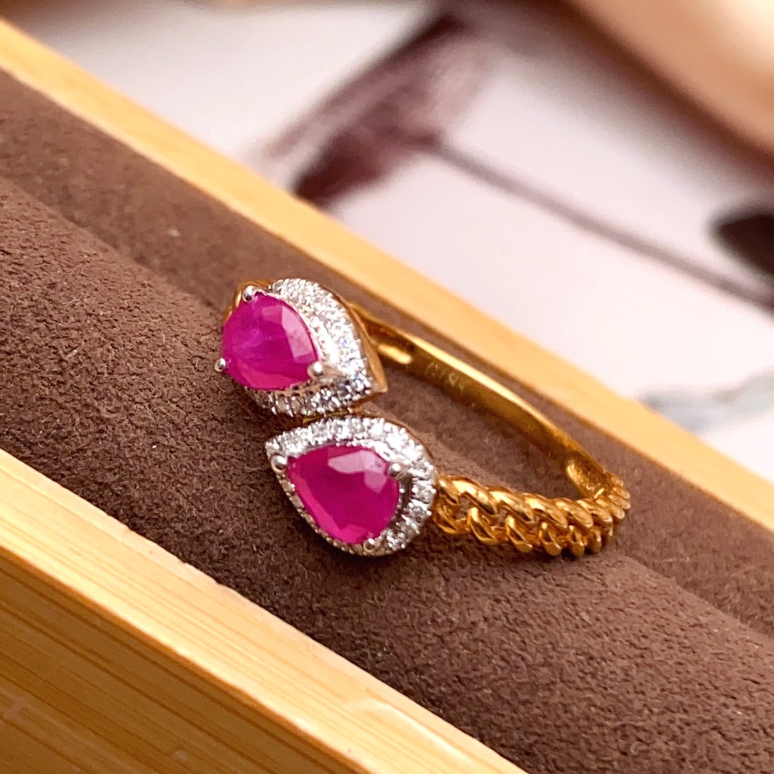 14k Gold 0.93 Ct Natural Ruby & Diamond Ring - 2