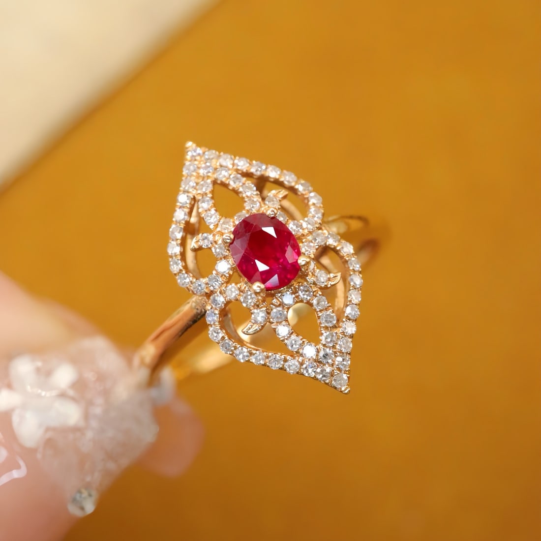 14k Gold 0.62 Ctw Natural Ruby & Diamond Ring - 2
