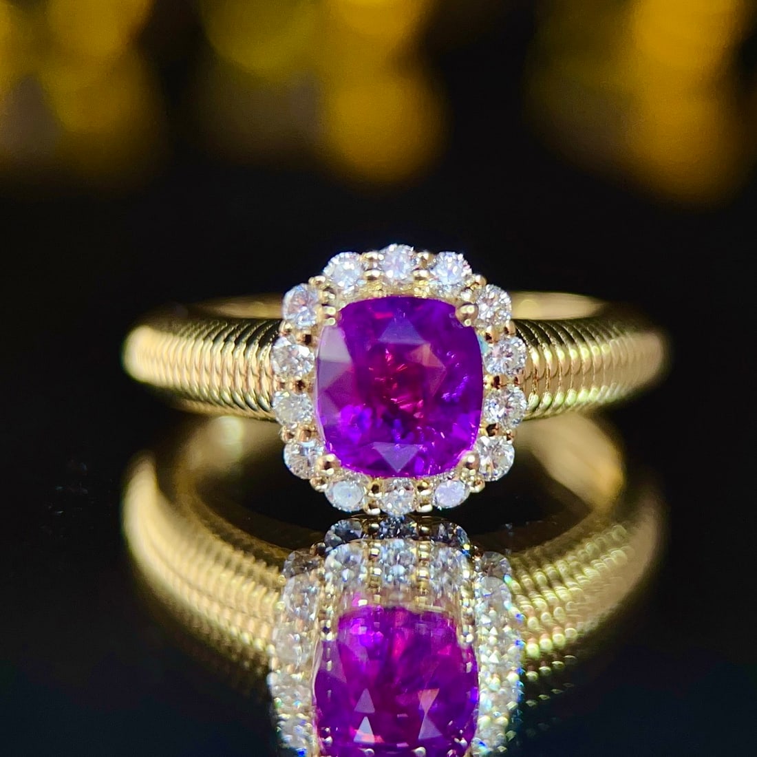 14k Gold 1.68 Ct Natural Sapphire & Diamond Ring - 2