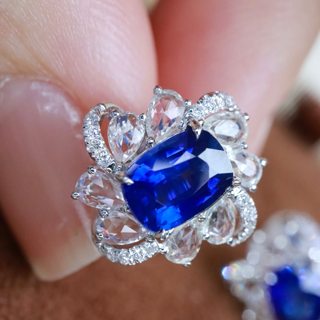 14k Gold 3.36 Ctw Natural Sapphire & Sapphire Earrings - 4