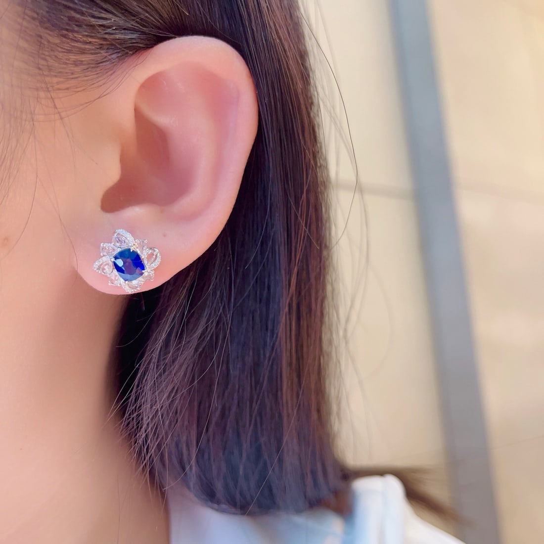 14k Gold 3.36 Ctw Natural Sapphire & Sapphire Earrings - 5