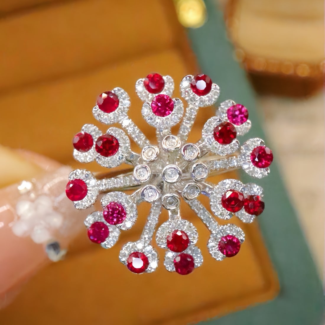 14k Gold 1.81 Ctw Natural Ruby & Diamond Ring: Ref:231108221 // gold content:14k gold // ring size:7. 25us // // main gemstone:ruby // shape:round // carat weight:1. 25ct // color:red // treatment:natural // cut grade:g // // adjacent gemstone