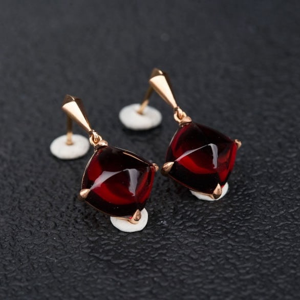 14k Gold 10.33 Ct Natural Garnet Earrings - 6