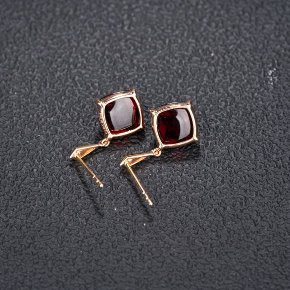 14k Gold 10.33 Ct Natural Garnet Earrings - 7