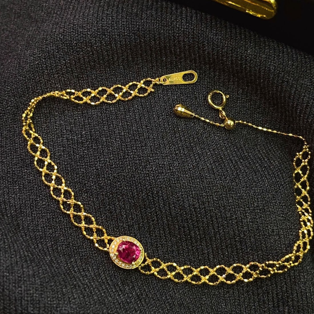 14k Gold 0.68 Ct Natural Ruby & Diamond Bracelet - 6