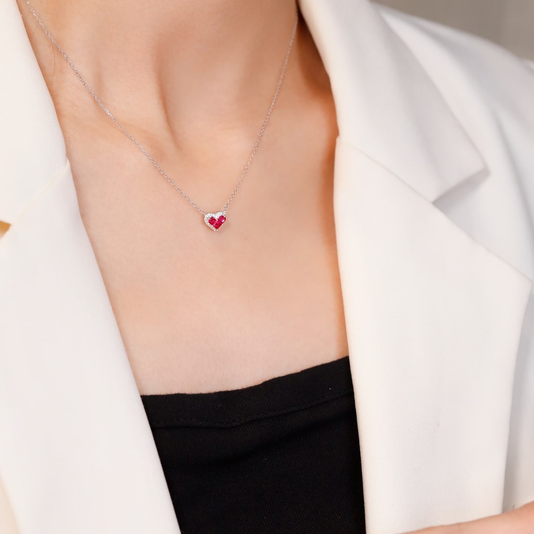 14k Gold 0.36 Ctw Natural Ruby & Diamond Necklace - 3