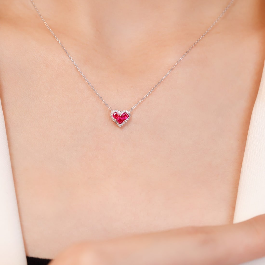 14k Gold 0.36 Ctw Natural Ruby & Diamond Necklace - 4