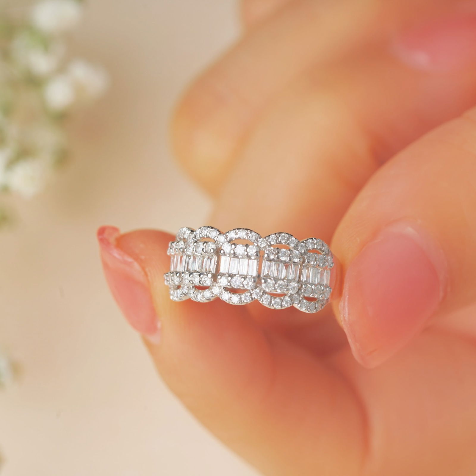 14k Gold 0.75 Ct Natural H Diamond Ring - 7