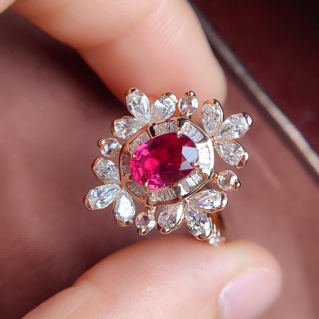 14k Gold 1.20 Ct Natural Ruby & Diamond Ring - 5