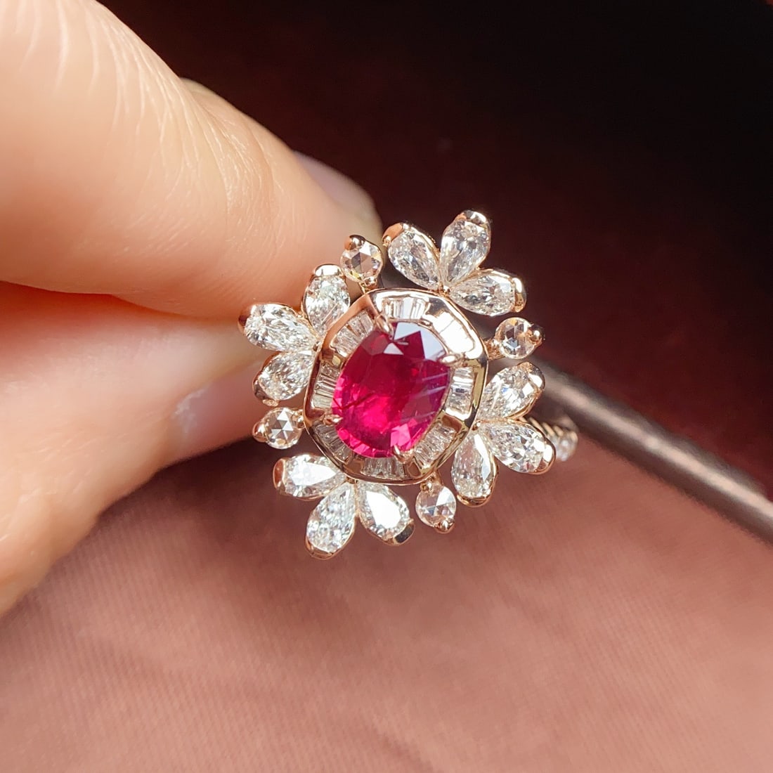 14k Gold 1.20 Ct Natural Ruby & Diamond Ring - 6