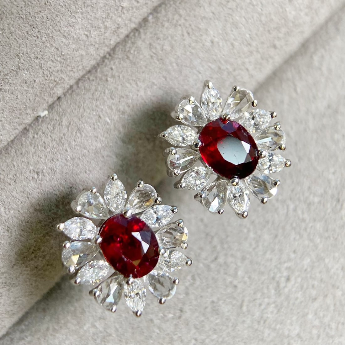 14k Gold 1.99 Ctw Natural Ruby & Diamond Earrings - 2