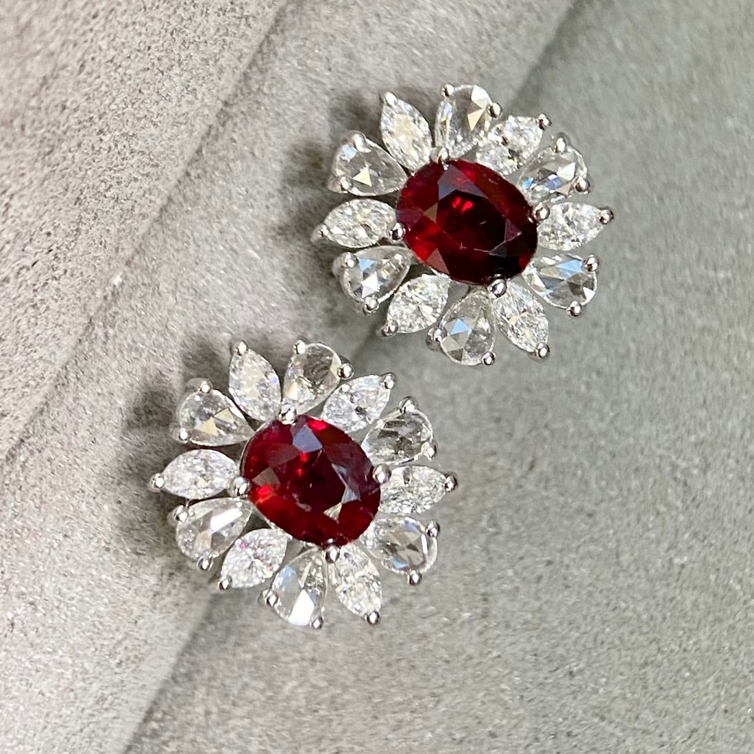 14k Gold 1.99 Ctw Natural Ruby & Diamond Earrings - 4