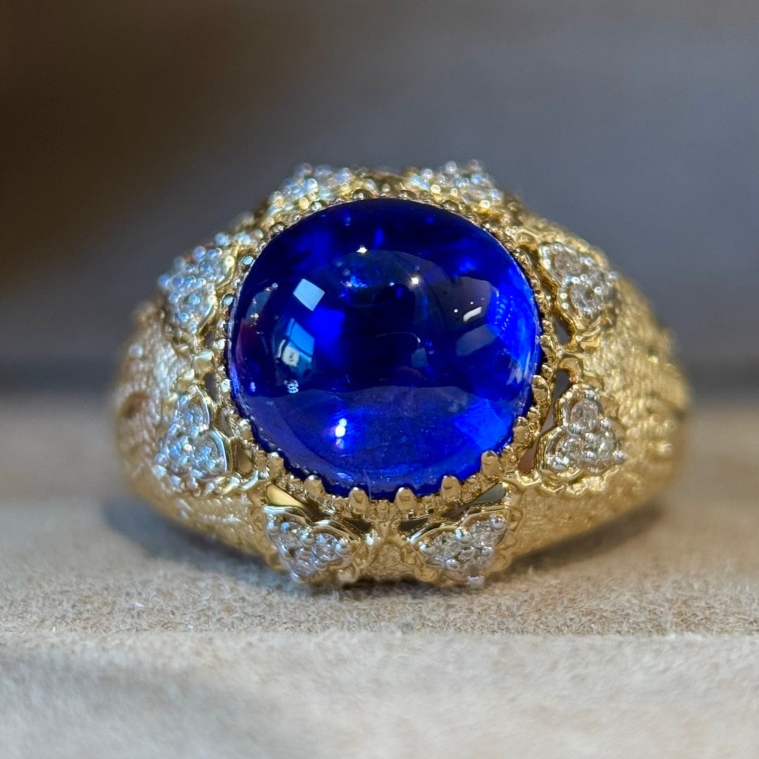 14k Gold 6.32 Ct Natural Tanzanite & Diamond Ring - 3