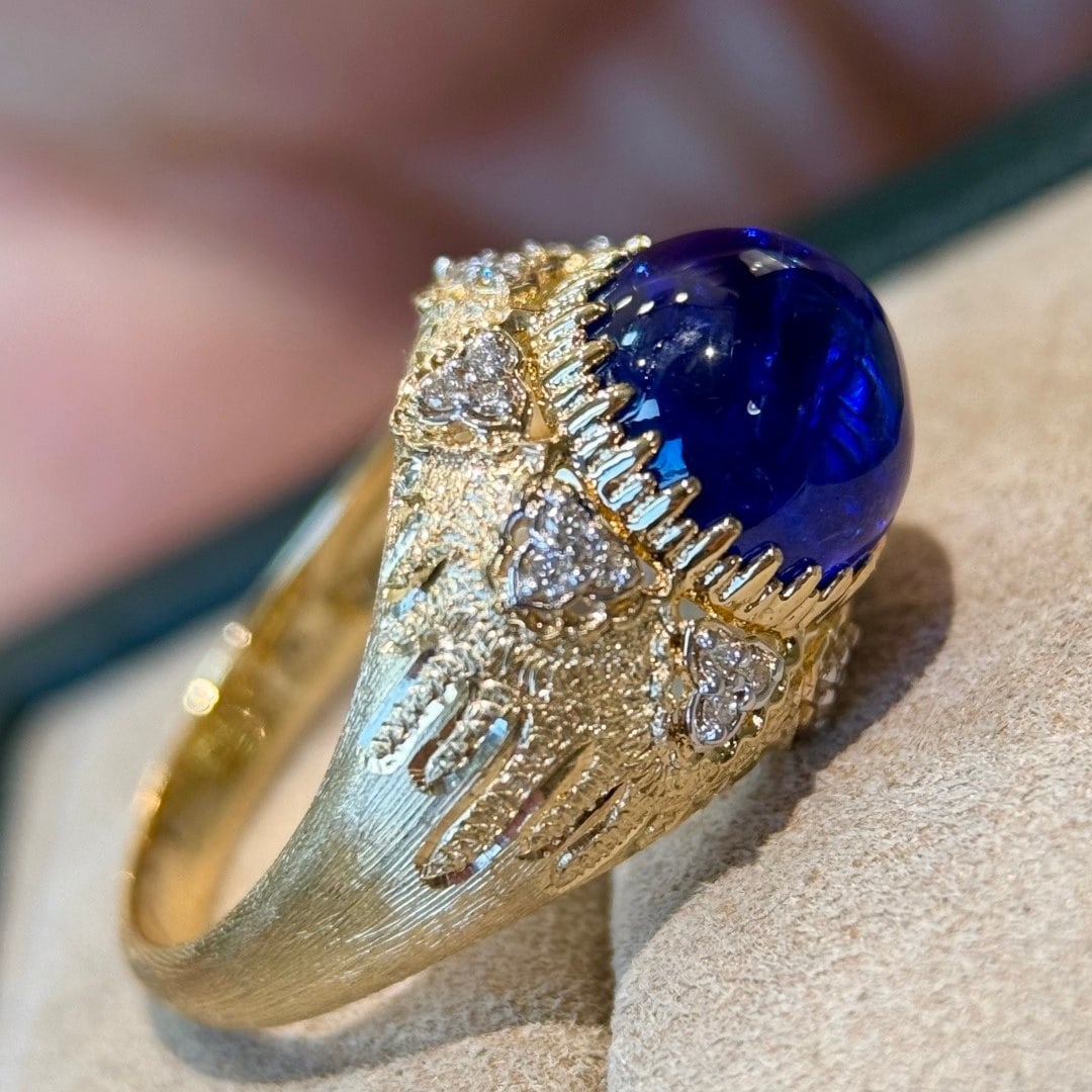 14k Gold 6.32 Ct Natural Tanzanite & Diamond Ring - 5