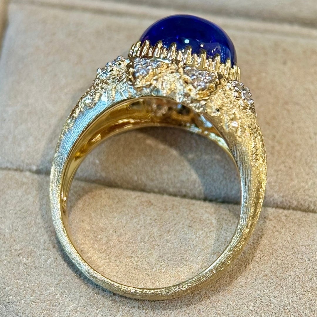 14k Gold 6.32 Ct Natural Tanzanite & Diamond Ring - 7