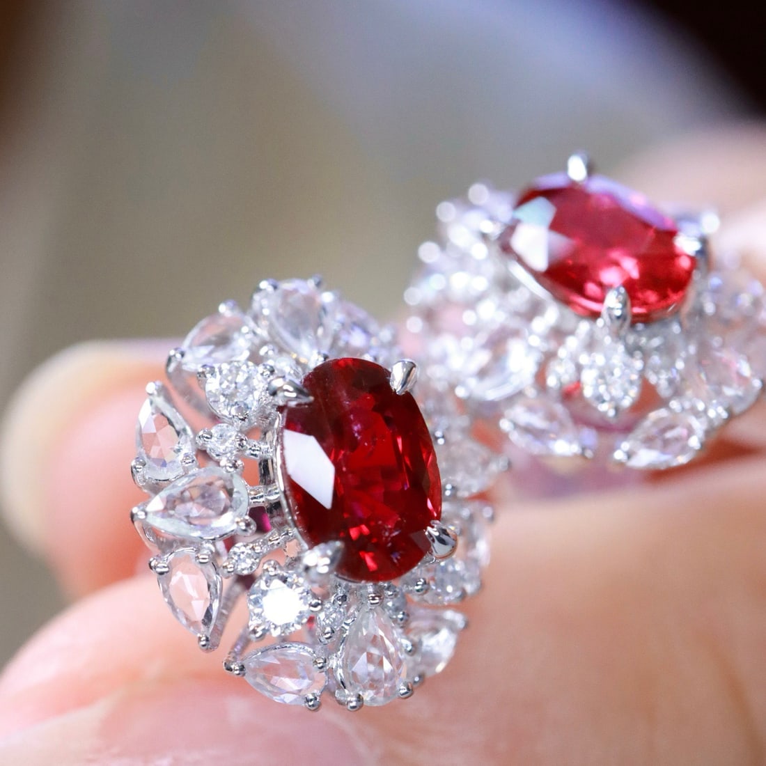 14k Gold 2.32 Ctw Natural Ruby & Sapphire Earrings - 2