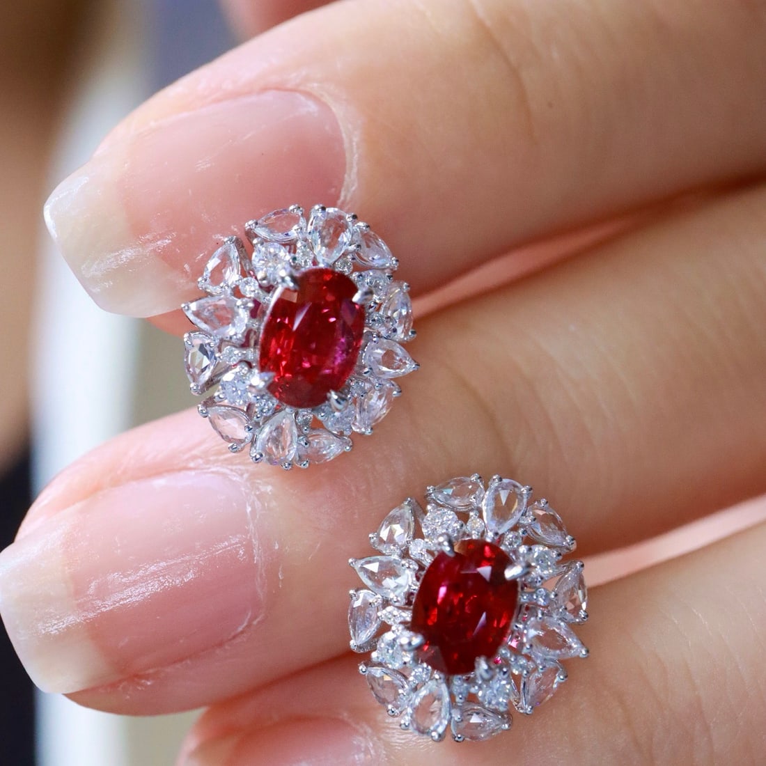 14k Gold 2.32 Ctw Natural Ruby & Sapphire Earrings - 5