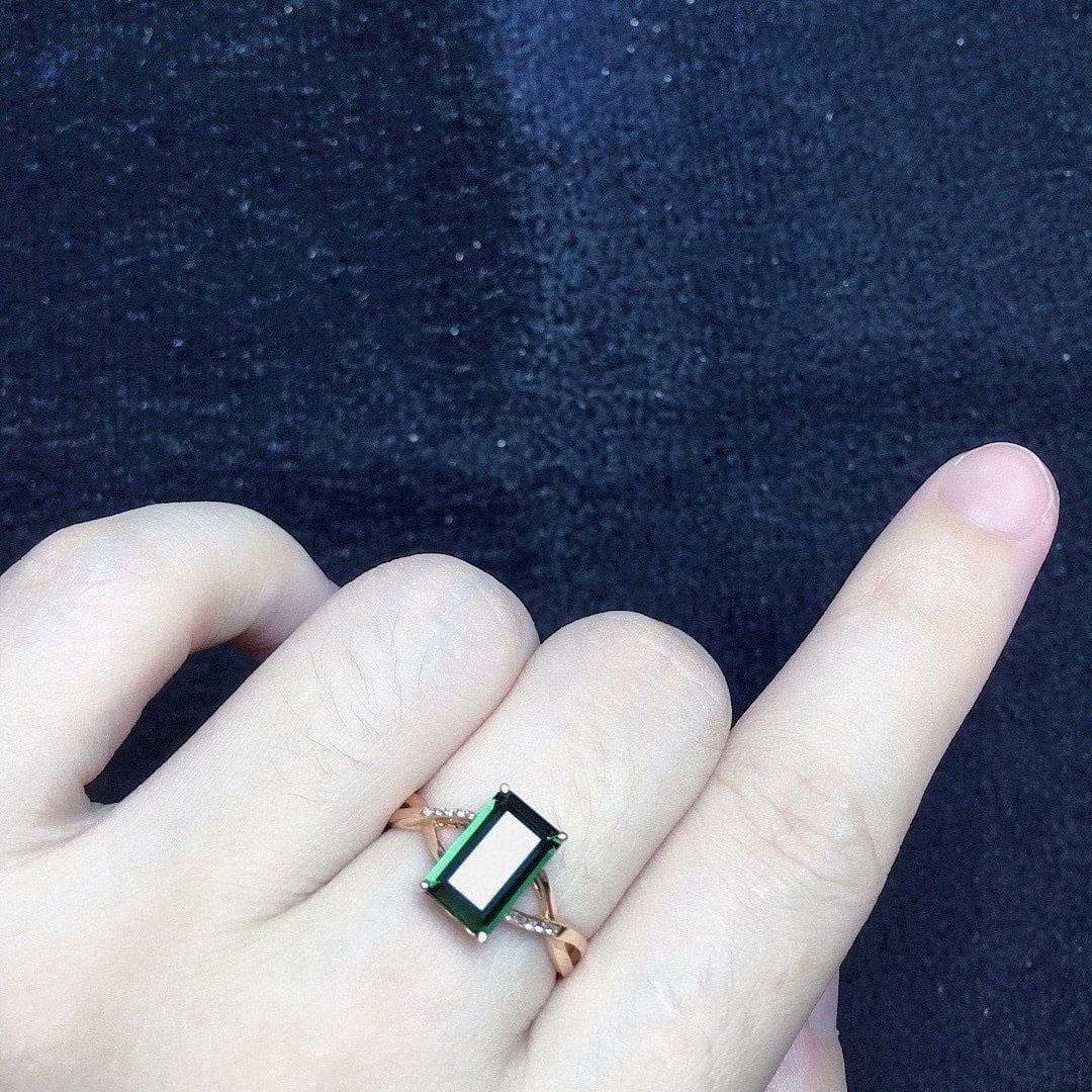 14k Gold 1.8 Ct Natural Tourmaline & Diamond Ring - 4