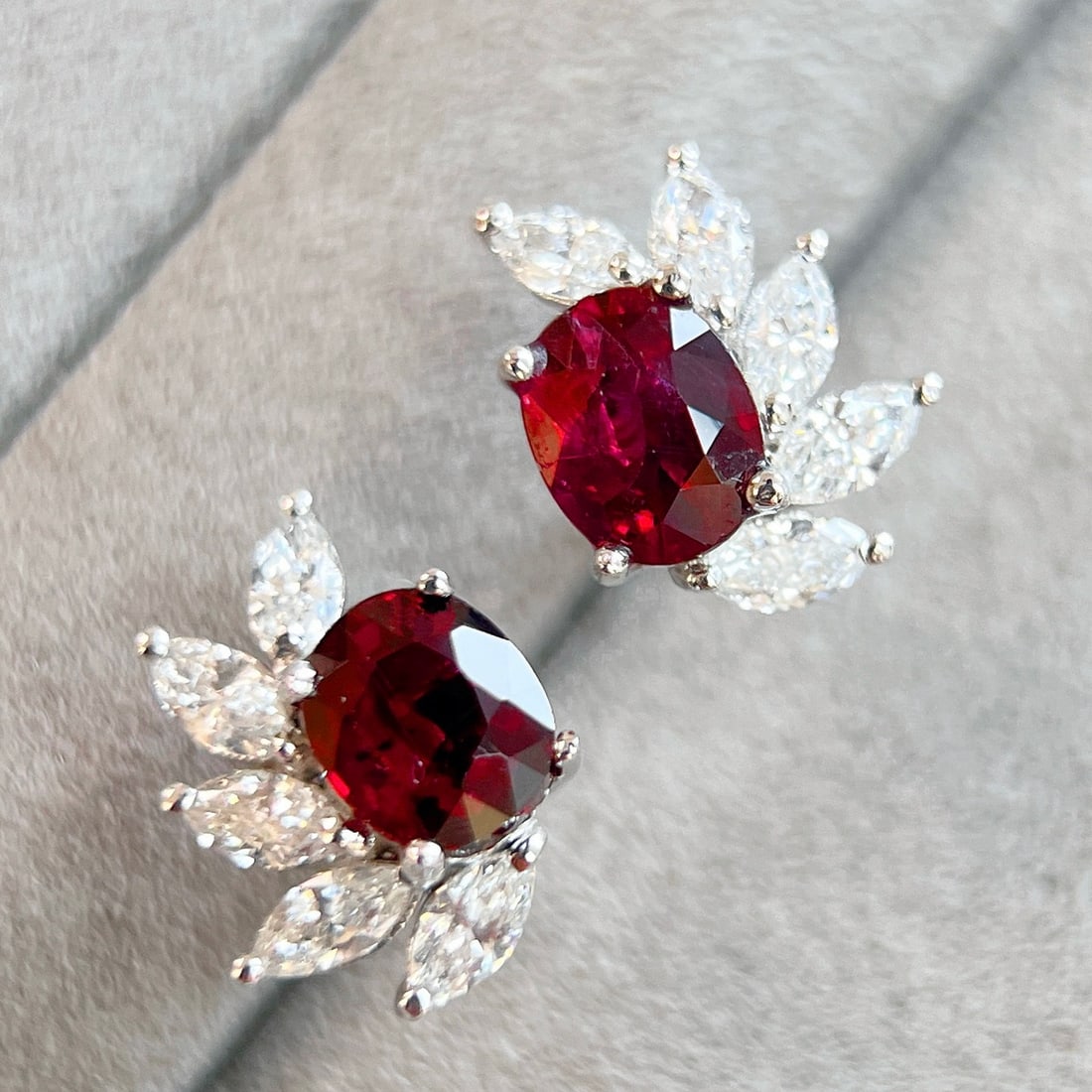 14k Gold 1.82 Ctw Natural Ruby & Diamond Earrings - 4