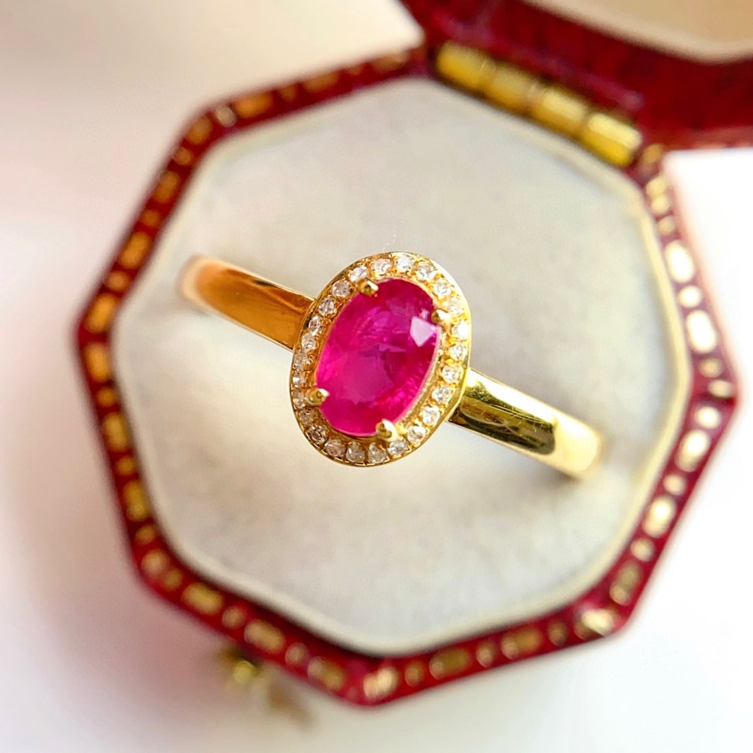 14k Gold 0.68 Ct Natural Ruby & Diamond Ring - 4