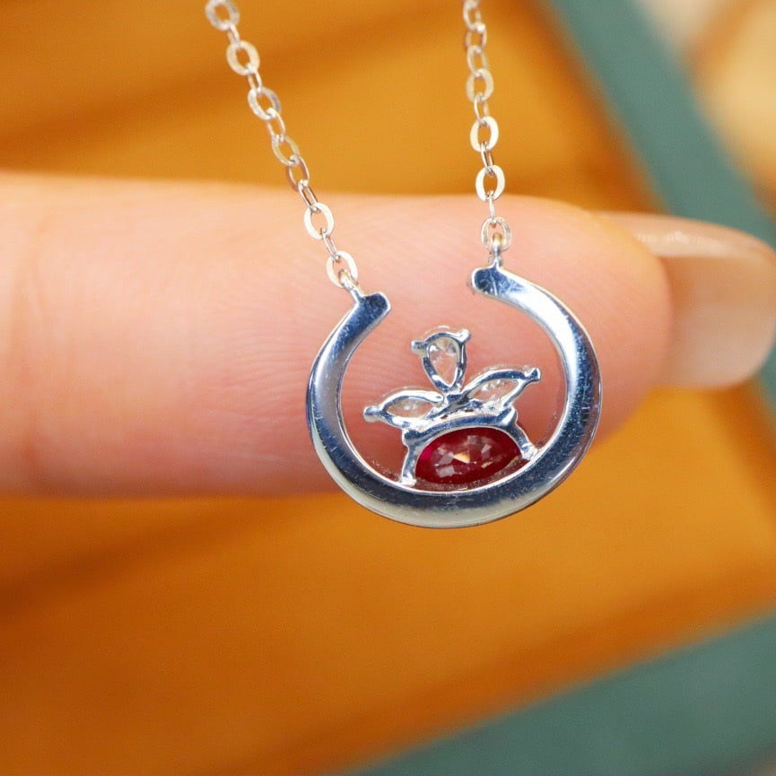 14k Gold 0.71 Ctw Natural Ruby & Diamond Necklace - 4