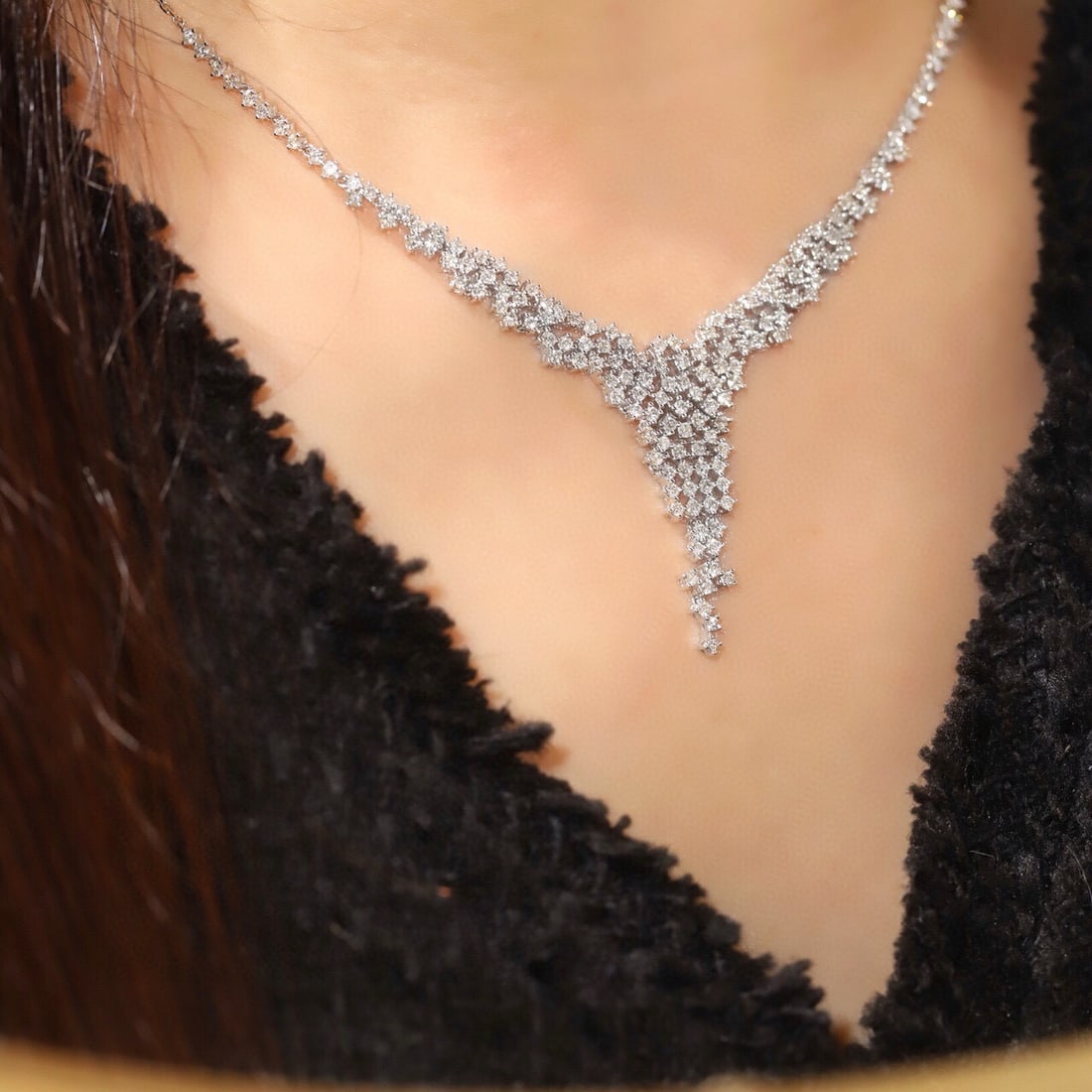 14k Gold 3 Ct Natural H Diamond Necklace - 7