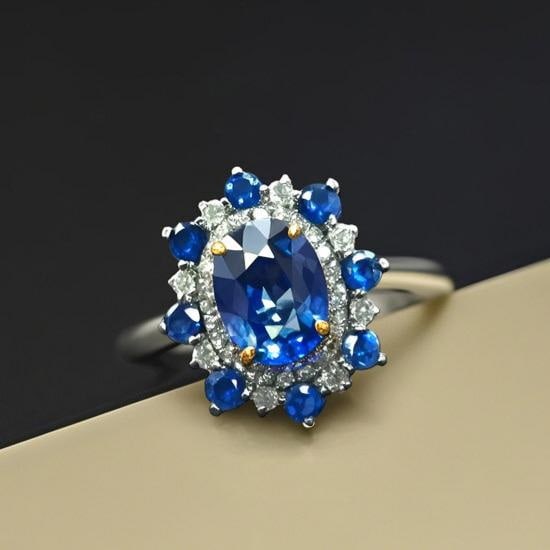 14k Gold 1.23 Ctw Natural Sapphire & Diamond Ring - 3