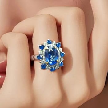 14k Gold 1.23 Ctw Natural Sapphire & Diamond Ring - 4