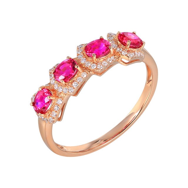 14k Gold 1.14 Ctw Natural Ruby & Diamond Ring - 5
