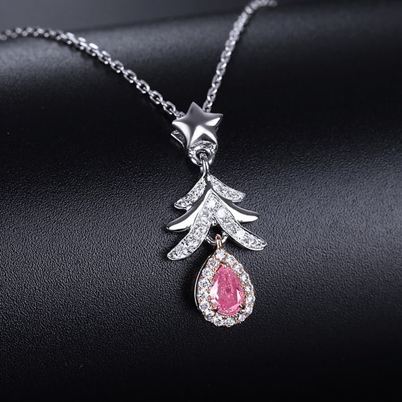 14k Gold 0.25 Ctw Natural Pink Diamond & Diamond Necklace - 2