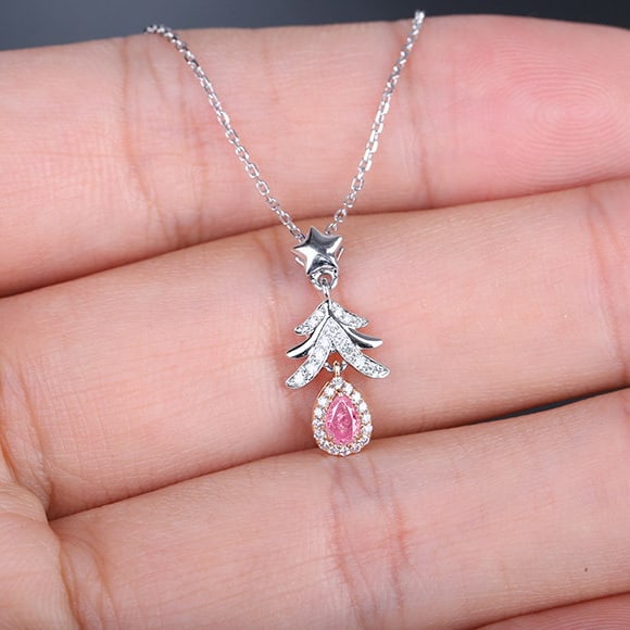 14k Gold 0.25 Ctw Natural Pink Diamond & Diamond Necklace - 7