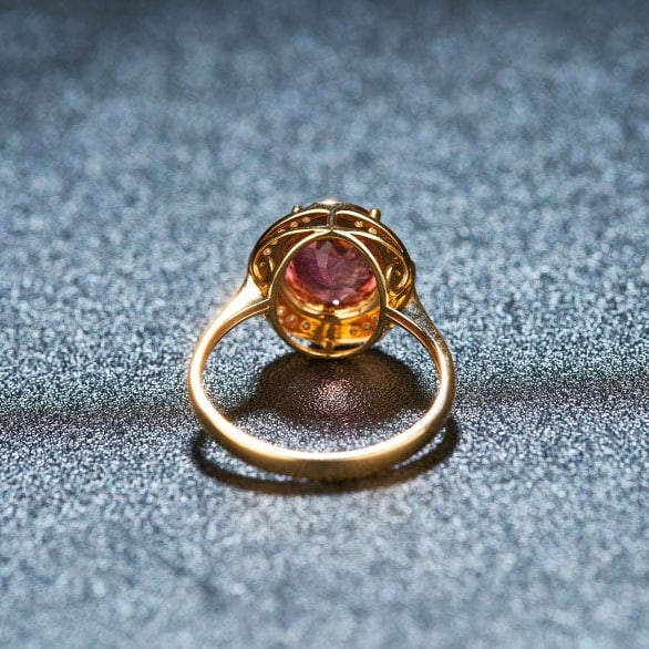 14k Gold 2.52 Ct Natural Tourmaline & Diamond Ring - 5