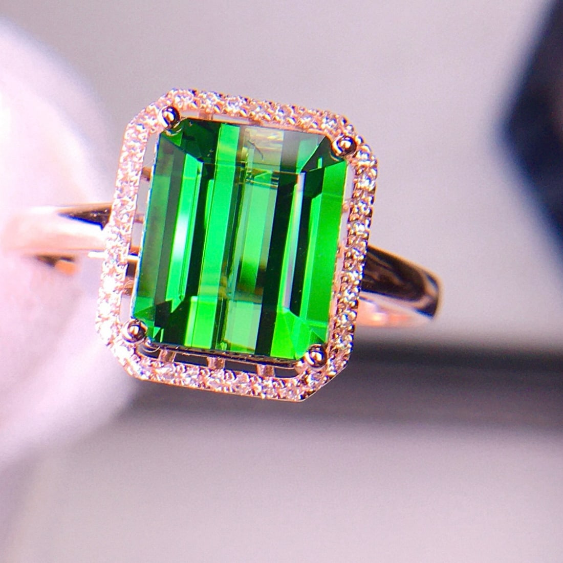 14k Gold 3.36 Ct Natural Tourmaline & Diamond Ring - 2