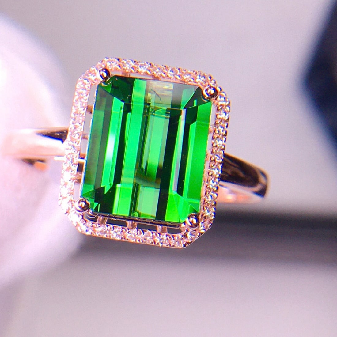 14k Gold 3.36 Ct Natural Tourmaline & Diamond Ring - 4