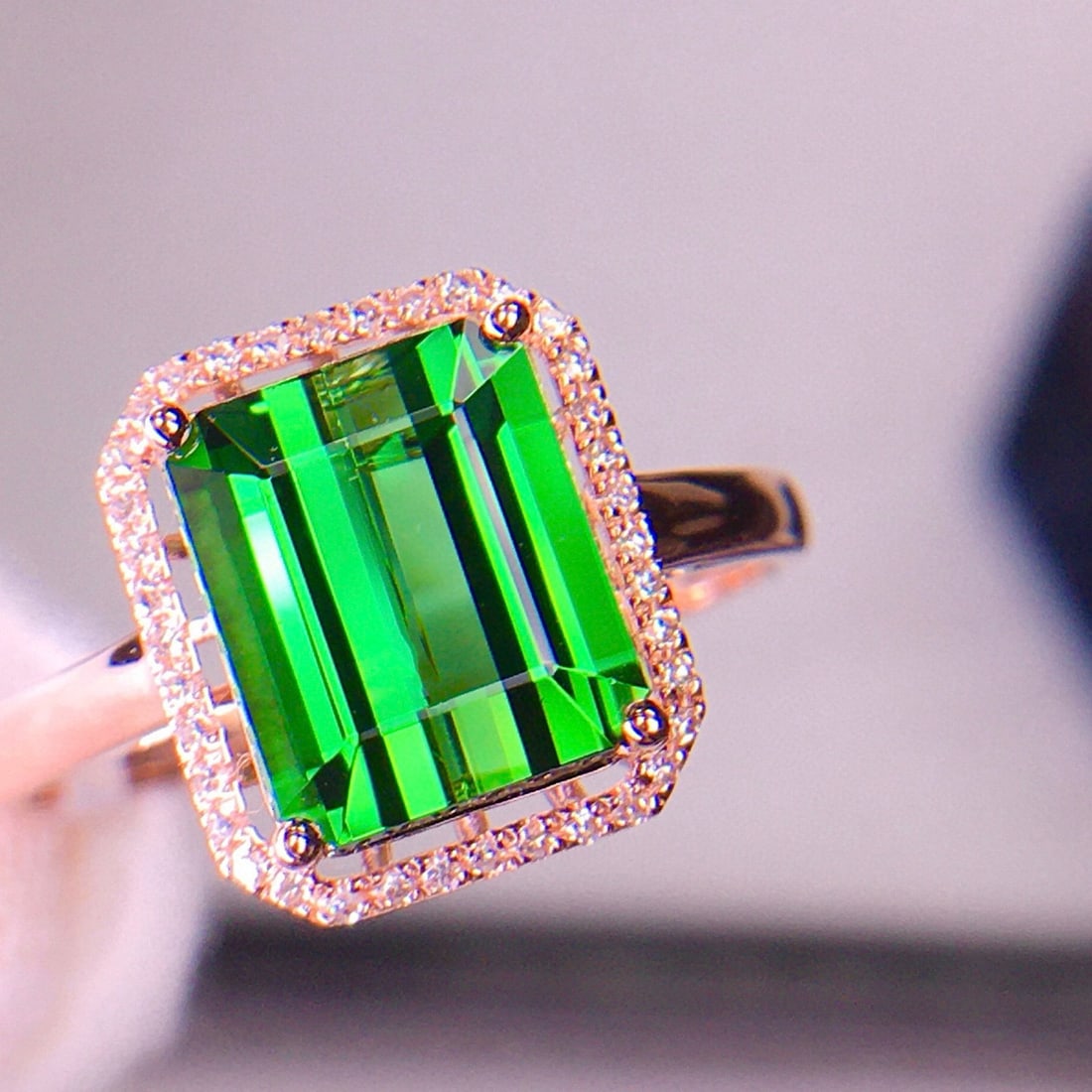 14k Gold 3.36 Ct Natural Tourmaline & Diamond Ring - 5