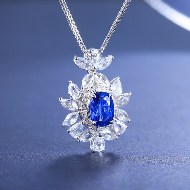 14k Gold 2.57 Ctw Natural Sapphire & Sapphire Pendant( Without Chain ) - 3